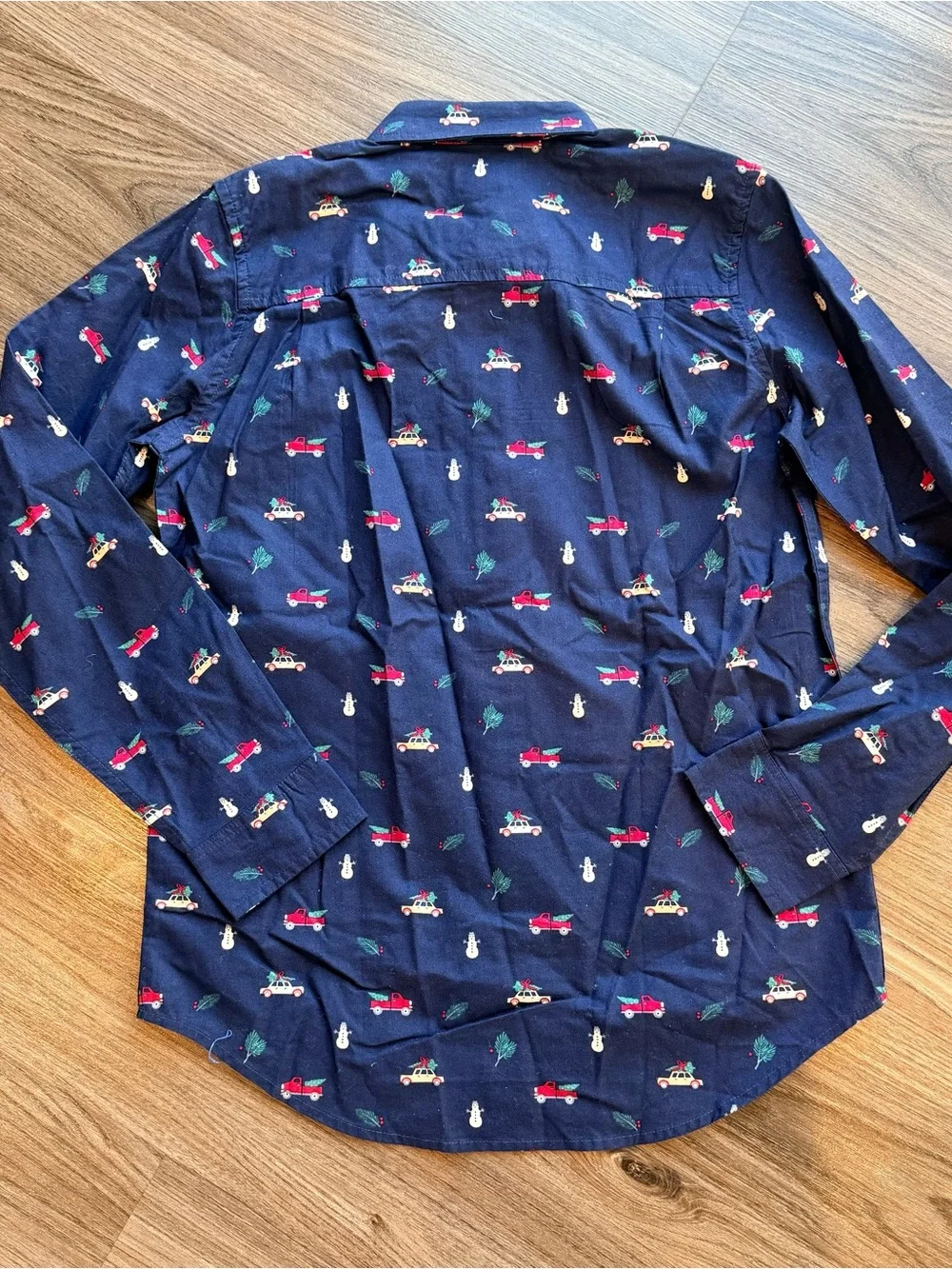 NWT The Children's Place Boys Navy Holiday Truck Print Button-Down Shirt